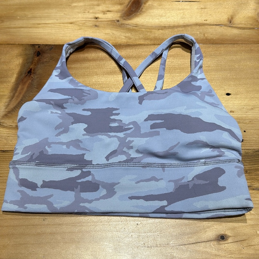 LULULEMON energy sports bra lavender Camo size 6 LN